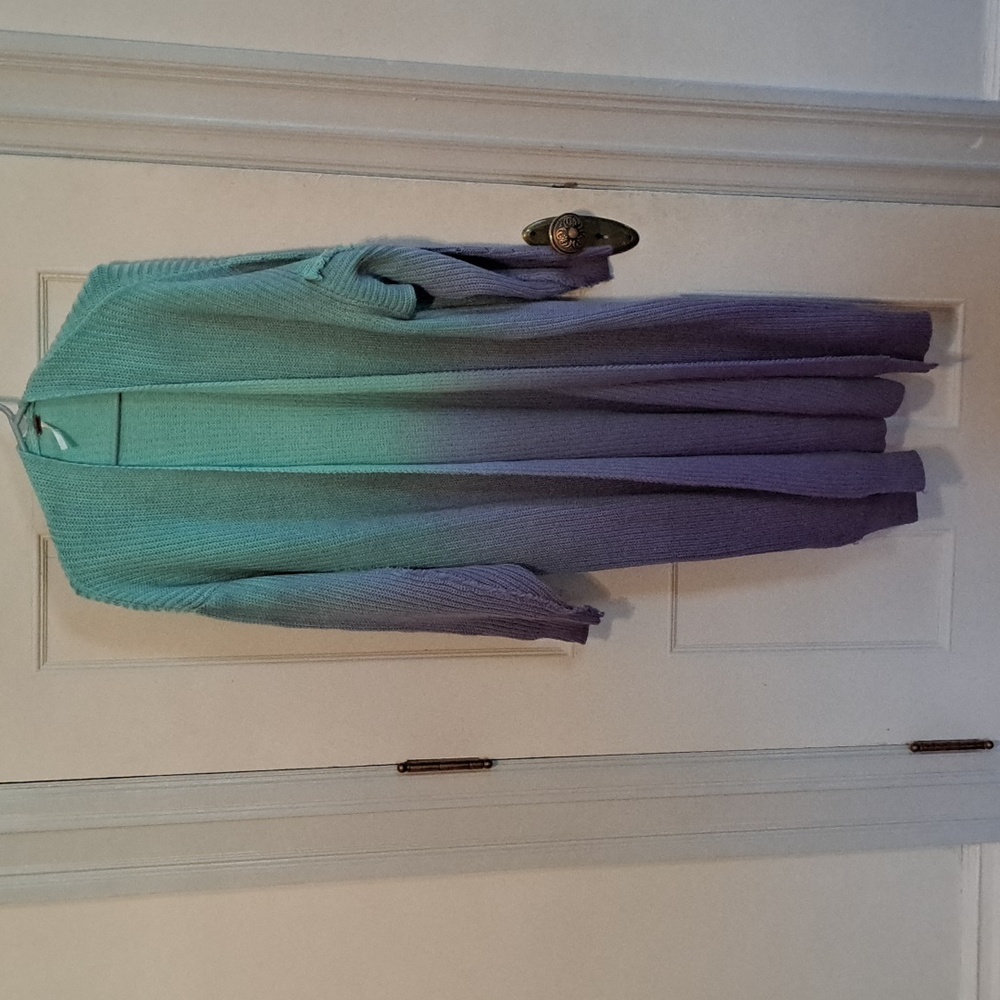 Free people ombre purple and green long sweater